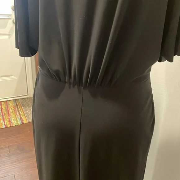 Evan Picone Dress Women Black Tie Size 10 Black Ruched Detail Body Flattering - Picture 2 of 13